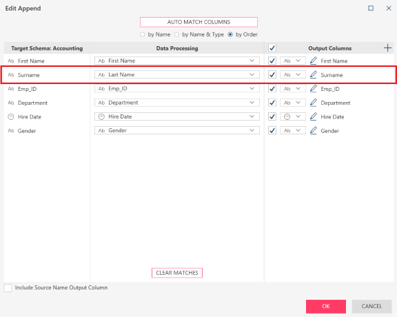 Appending Tables Using the Append Dialog