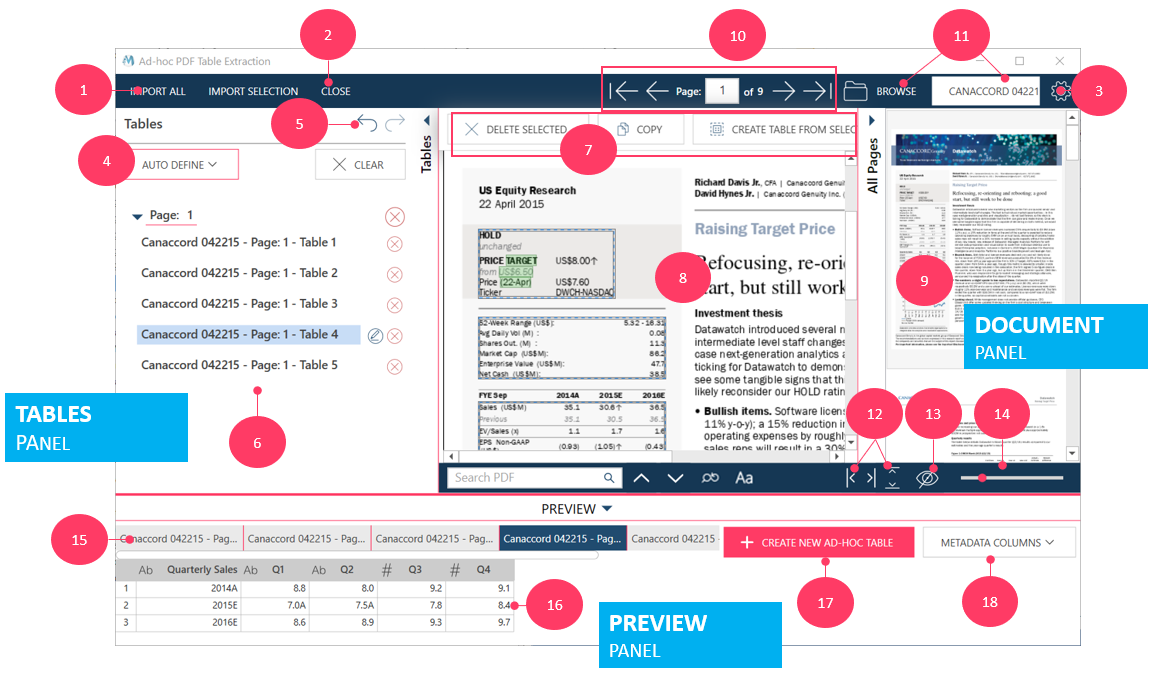 The PDF Table Extractor Interface