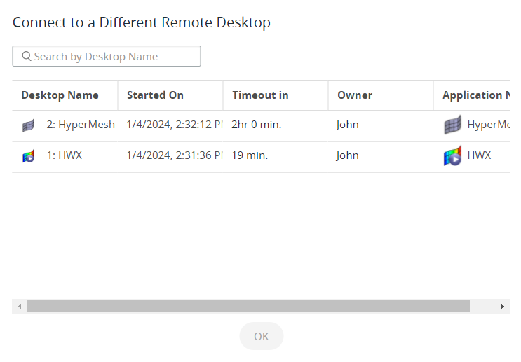 Active Remote Desktops List