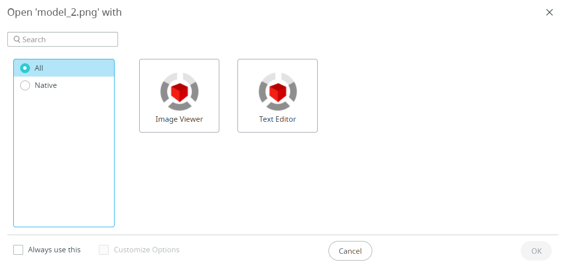 View File by choosing an Application