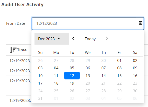 Calendar Selection