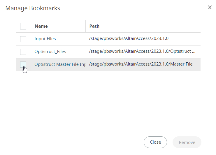 Select Bookmark