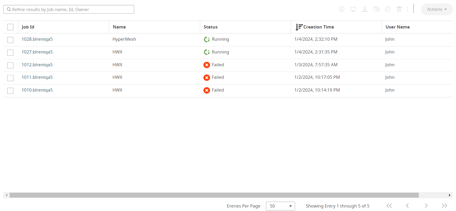 Job Monitoring View