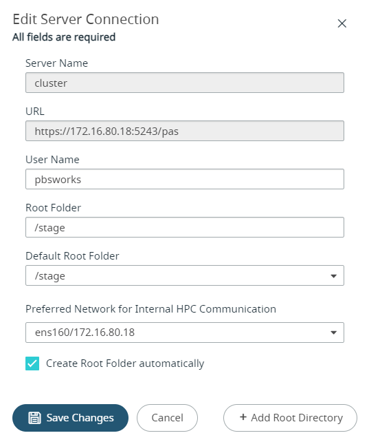 Edit Server Cluster