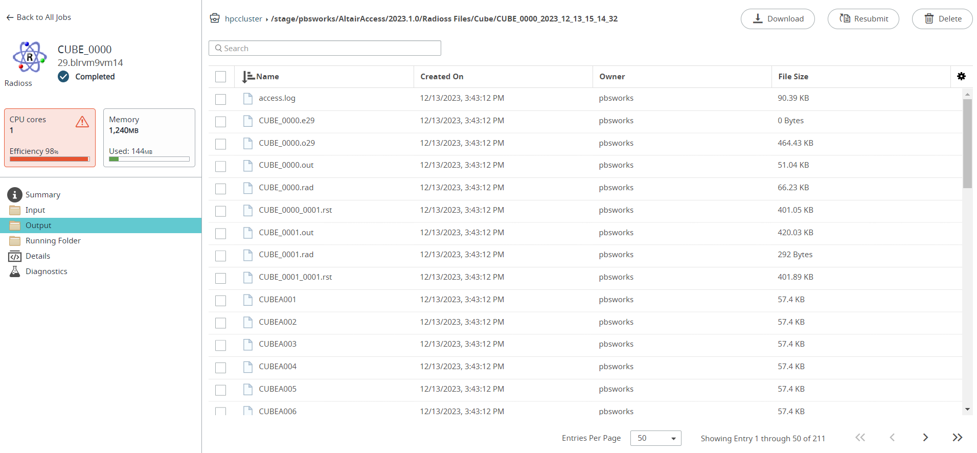 Job Output Files