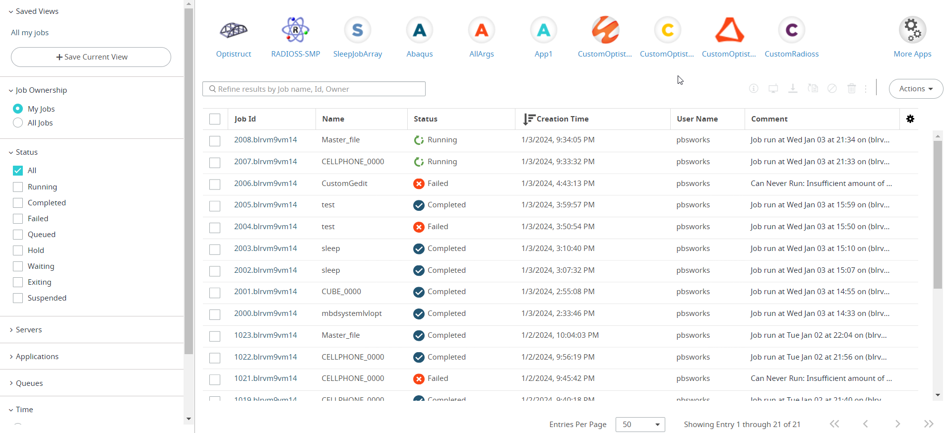Job Summary View