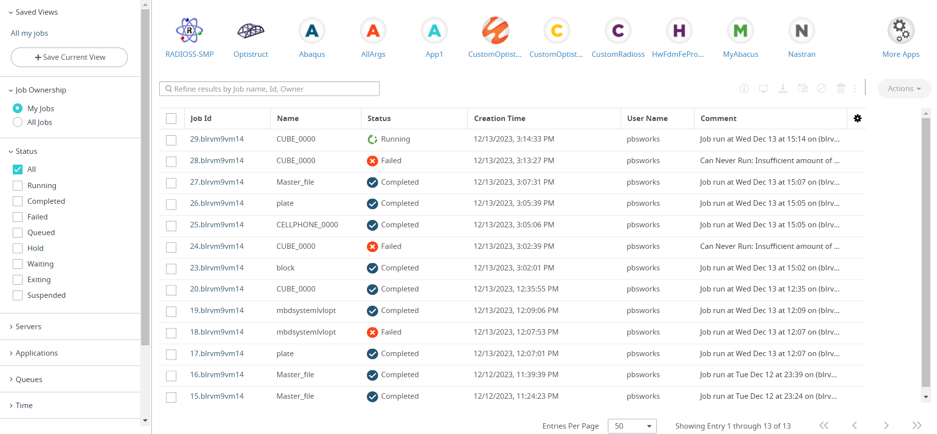 Job Monitoring View