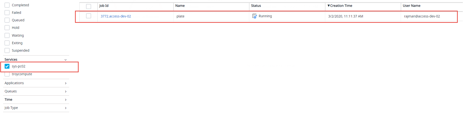 Jobs in syspc02compute Server