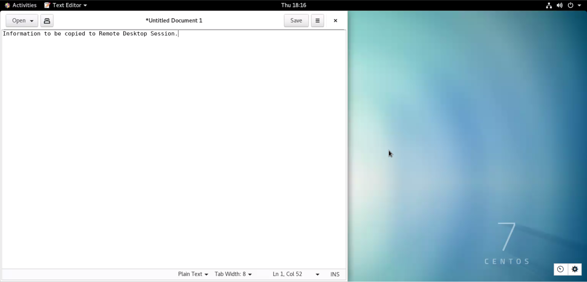 Information in Gedit Remote Desktops