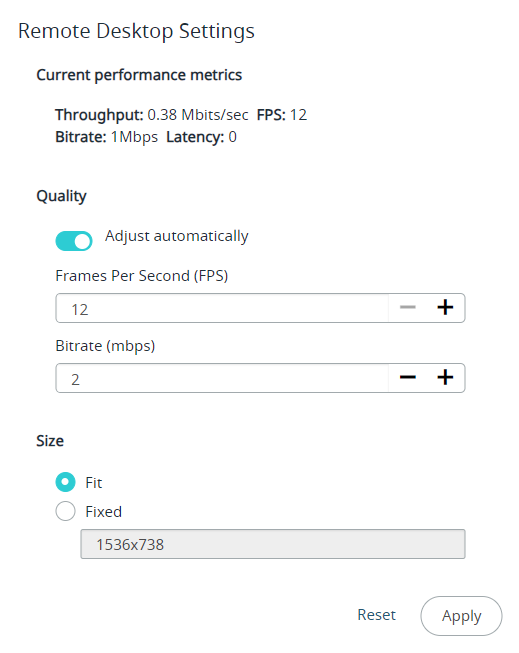Desktops Quality Settings