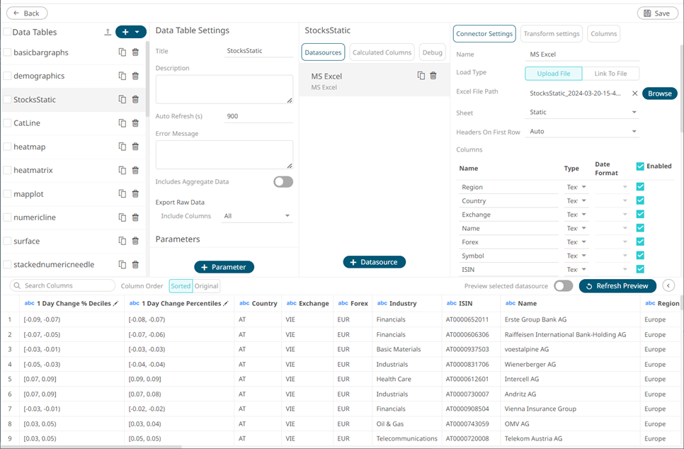 Selecting a Data Table