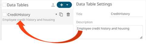 Adding a New Data Table using the Workbook Internal Data Table Editor
