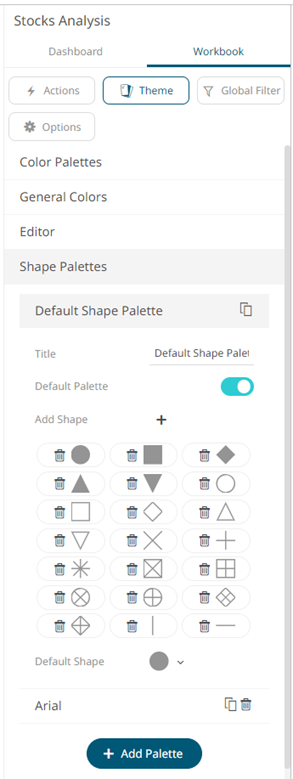 Shape Palettes in the Workbook