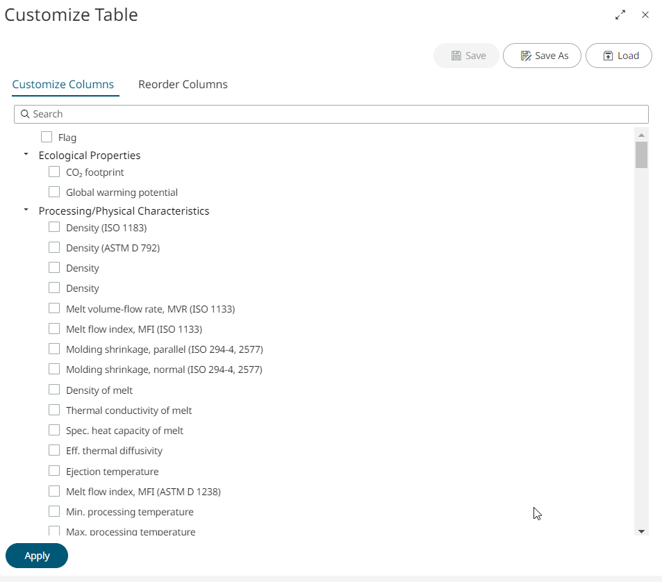 Customize Columns