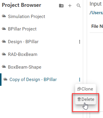 Delete a Project Folder